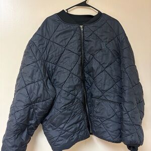 Men's Black Quilted Bomber Jacket